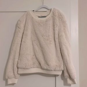 Chenille fleece pull over sweatshirt with ribbed trim.
